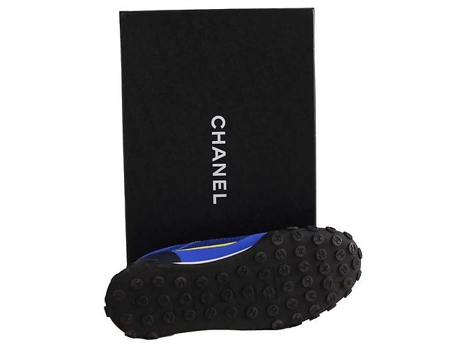 Sneakers Chanel blu in tessuto - vista 5
