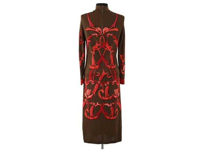 Hermès Seidenkleid Khaki - Ansicht 4