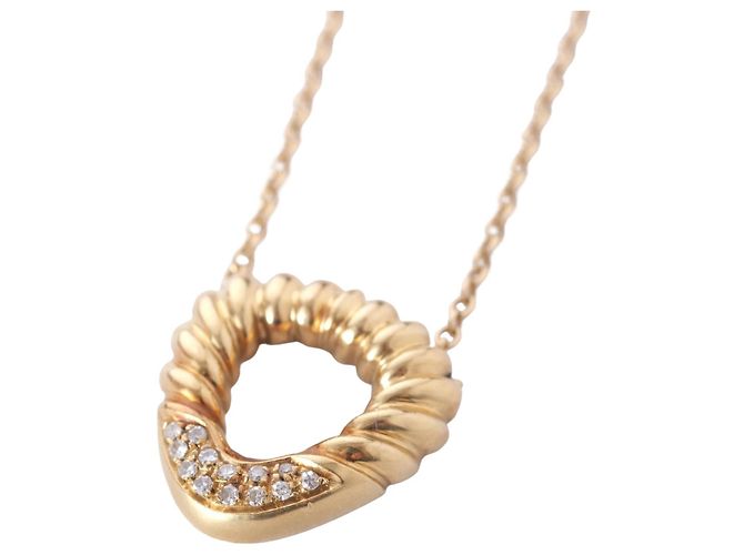 Autre Marque Collana con pendente in oro giallo 18K e diamanti bianchi - vista 2