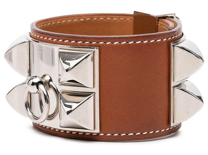 Bracciale Collier de Chien Hermès Barenia Argento - vista 2