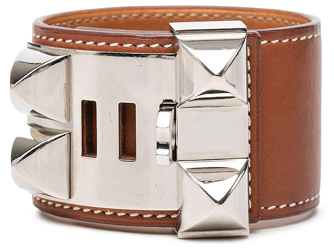 Bracciale Collier de Chien Hermès Barenia Argento - vista 3