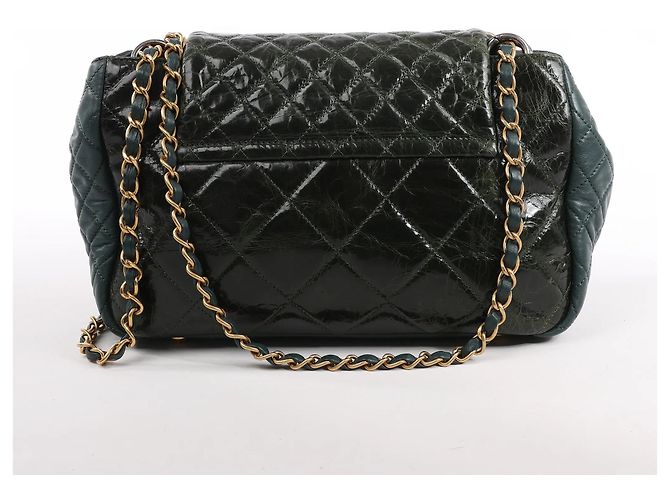 Borsa a tracolla Chanel Reissue Accordion in pelle matelassé mix Verde - vista 4