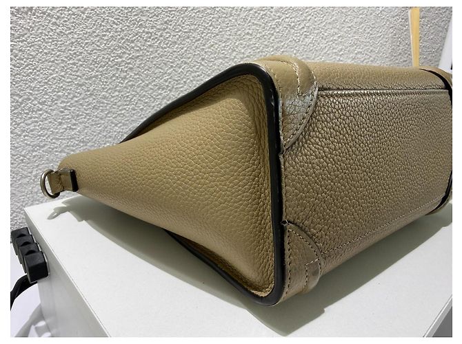 Borsa Céline Nano Luggage in pelle beige - vista 10