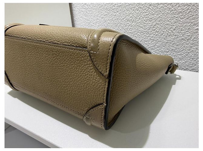 Borsa Céline Nano Luggage in pelle beige - vista 11