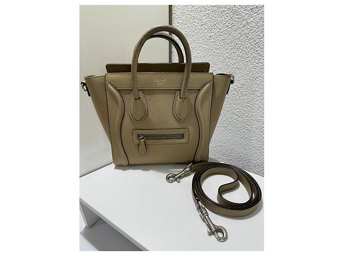 Borsa Céline Nano Luggage in pelle beige - vista 15