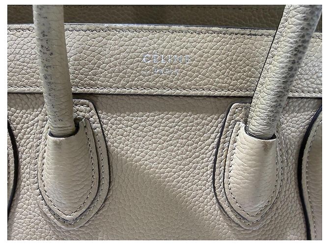Borsa Céline Nano Luggage in pelle beige - vista 2