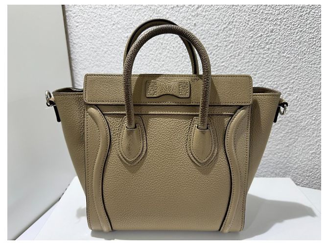 Borsa Céline Nano Luggage in pelle beige - vista 5