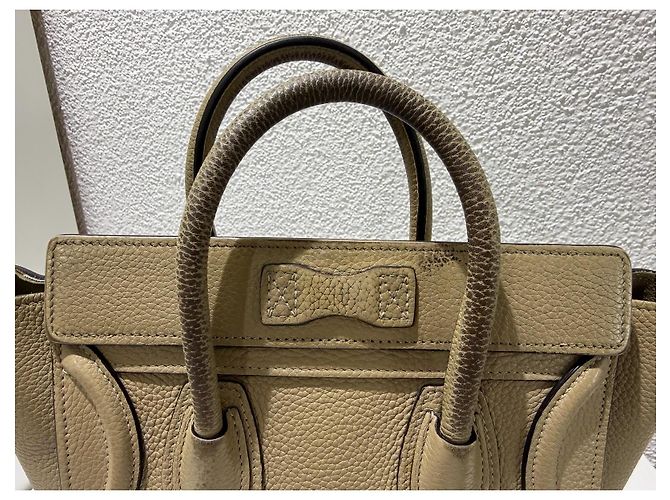 Borsa Céline Nano Luggage in pelle beige - vista 6