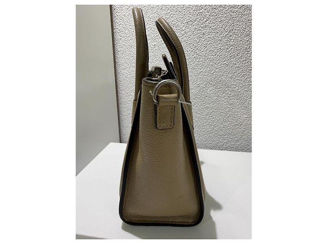 Borsa Céline Nano Luggage in pelle beige - vista 8