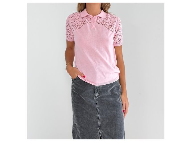 Max & Co Polo de punto rosa con encaje - vista 2