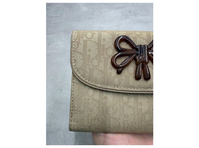Cartera Christian Dior de lona Monogram y piel - Beige - vista 3