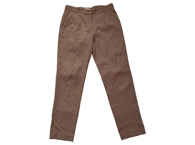 Cyrillus Pantalones de lana a cuadros marrones - vista 2
