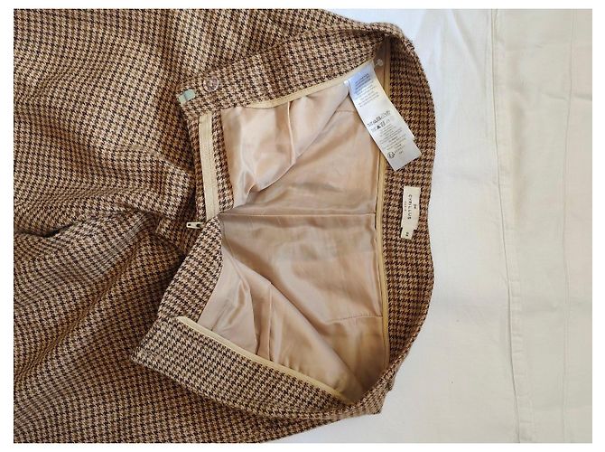 Cyrillus Pantalones de lana a cuadros marrones - vista 3