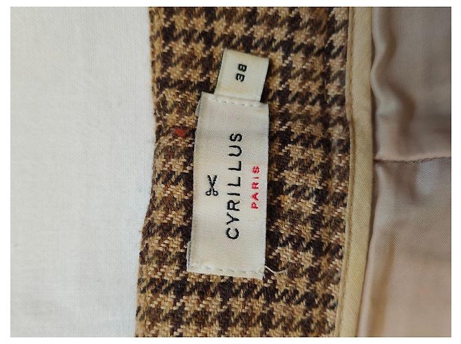 Cyrillus Pantalones de lana a cuadros marrones - vista 5