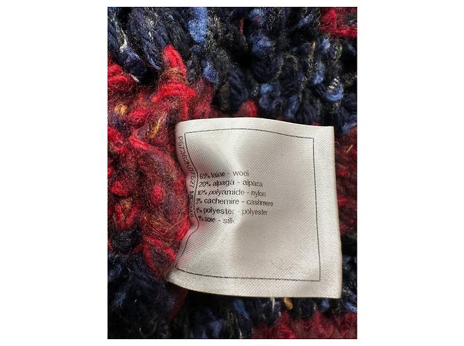Abrigo de bouclé a rayas Chanel 2017 con hebilla CC Sz.44 de segunda mano - vista 4