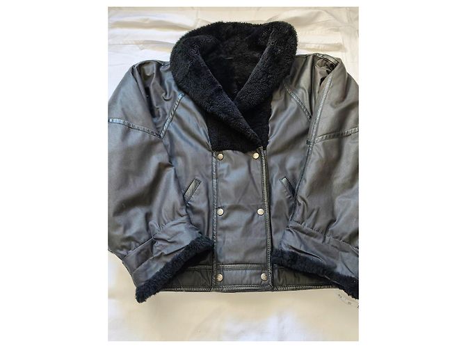 Giacca invernale in pelle nera Mac Douglas foderata in shearling - vista 20