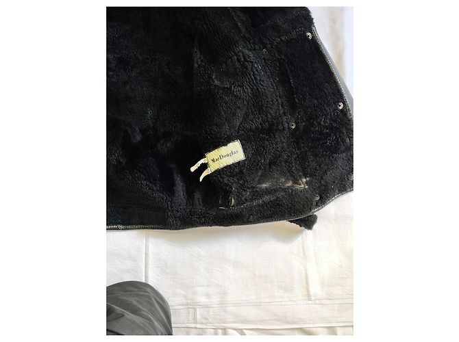 Giacca invernale in pelle nera Mac Douglas foderata in shearling - vista 7
