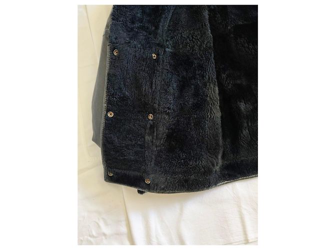 Giacca invernale in pelle nera Mac Douglas foderata in shearling - vista 8