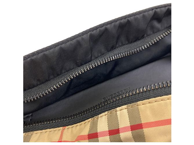 Borsa a tracolla Burberry Check in tela nylon beige - vista 8