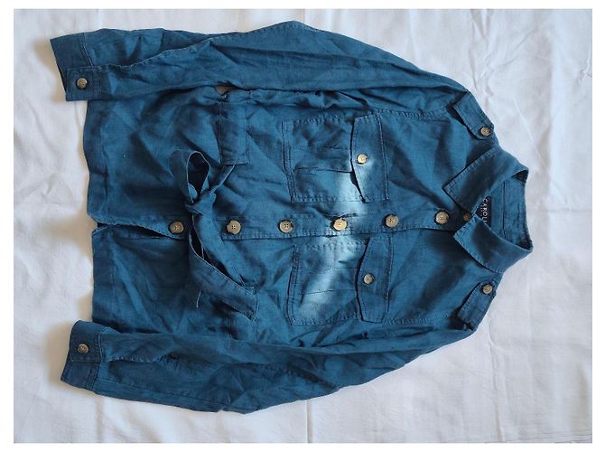CAROLL Blaue Jeansjacke mit Bindegürtel - Ansicht 4