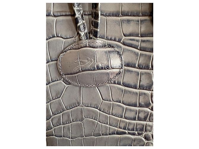 Roseau Longchamp Borsa Tote in Pelle Effetto Canna Croco - Blu - vista 14
