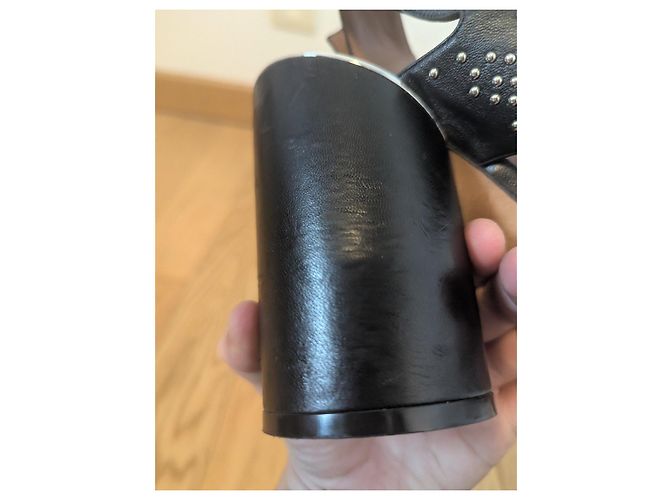 Sandali Givenchy neri in pelle con tacco a blocco e borchie - vista 12