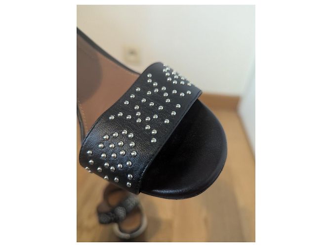 Sandali Givenchy neri in pelle con tacco a blocco e borchie - vista 6