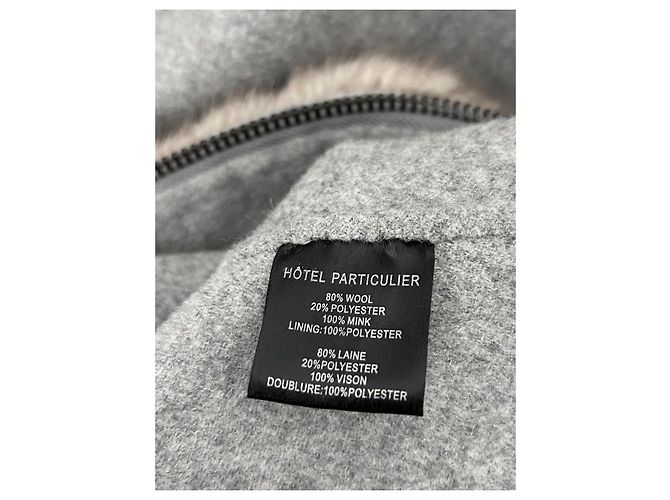 Hôtel Particulier Capa de lã cinza e vison com capuz - vista 4