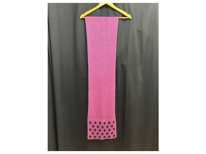 Des Petits Hauts sciarpa rosa in lana e nylon con stelle - vista 2