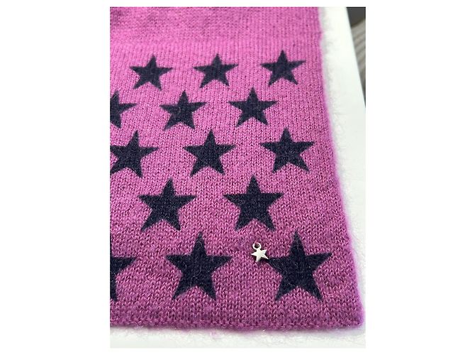 Des Petits Hauts sciarpa rosa in lana e nylon con stelle - vista 4