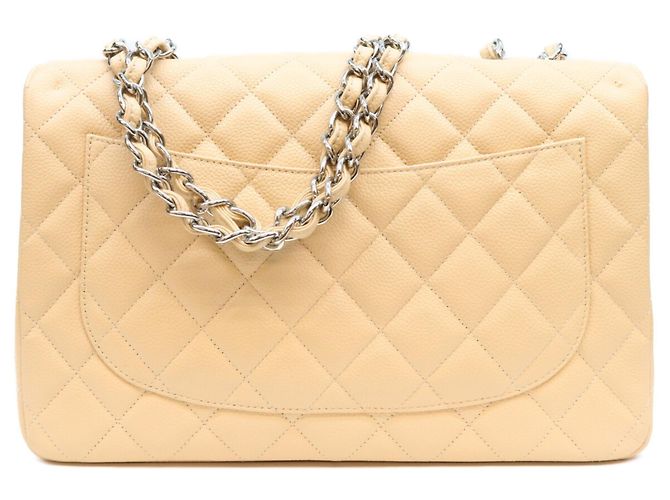 Borsa a Tracolla Chanel Beige Caviar Single Flap - vista 3