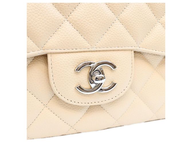 Borsa a Tracolla Chanel Beige Caviar Single Flap - vista 7