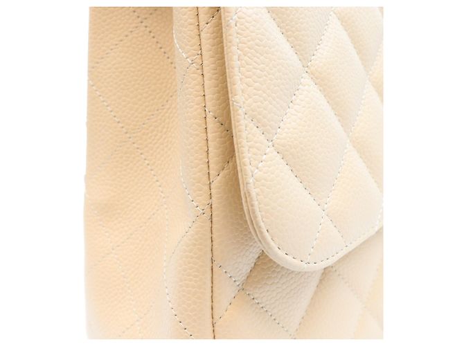 Borsa a Tracolla Chanel Beige Caviar Single Flap - vista 8
