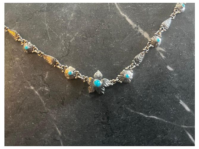 Autre Marque Collana Fatem El Ruby Oriental in argento, turchese e pietre di vetro - vista 3
