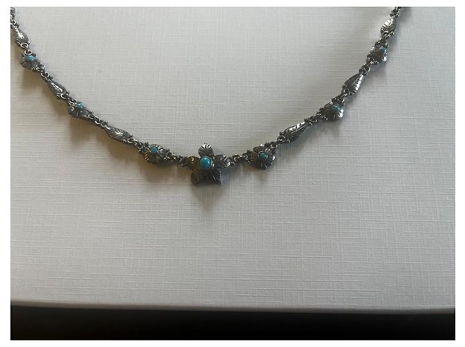 Autre Marque Collana Fatem El Ruby Oriental in argento, turchese e pietre di vetro - vista 5