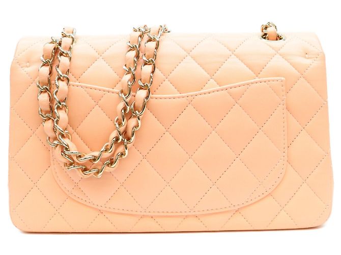 Borsa a tracolla Chanel AO1113 in pelle d'agnello matelassé rosa salmone - vista 3