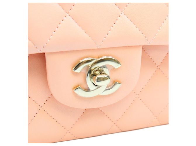 Borsa a tracolla Chanel AO1113 in pelle d'agnello matelassé rosa salmone - vista 7