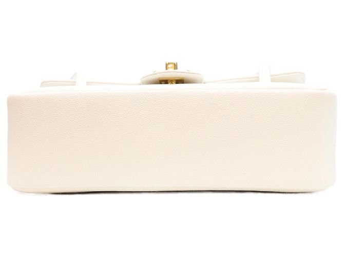 Borsa a tracolla Chanel Coco Small Flap in pelle caviar bianca stile preppy - vista 5