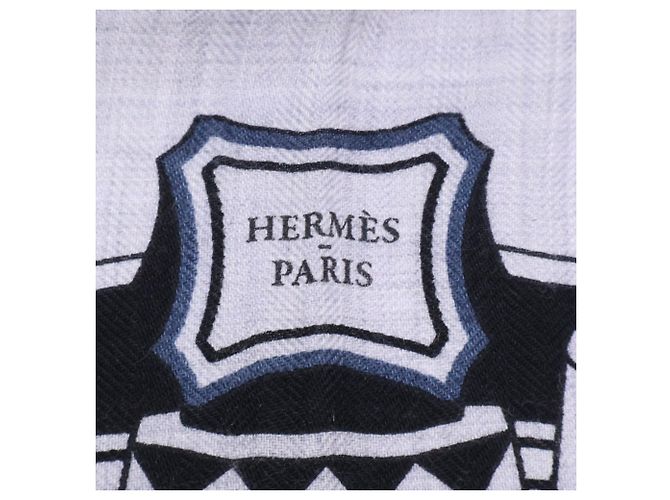Hermès Sciarpa in seta e cashmere Hermes Les Roues de Phaeton - vista 3