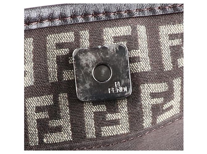 Fendi Zucchino Canvas Tote Bag mit Ledergriffen - Ansicht 10