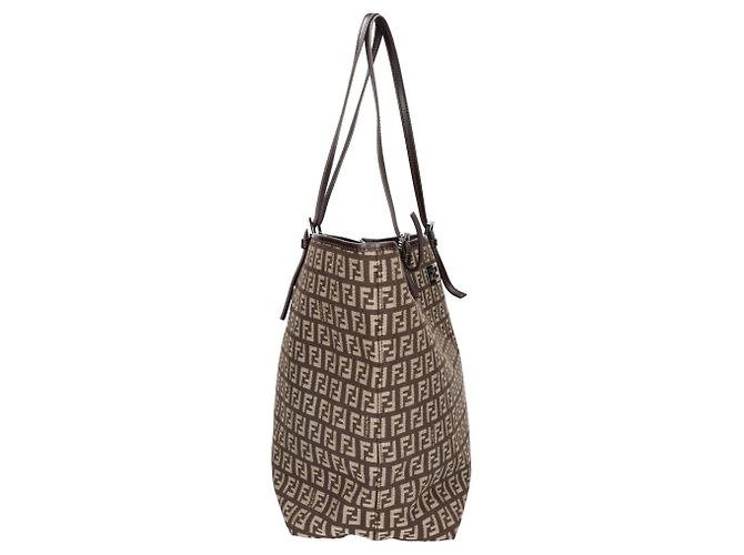 Fendi Zucchino Canvas Tote Bag mit Ledergriffen - Ansicht 3