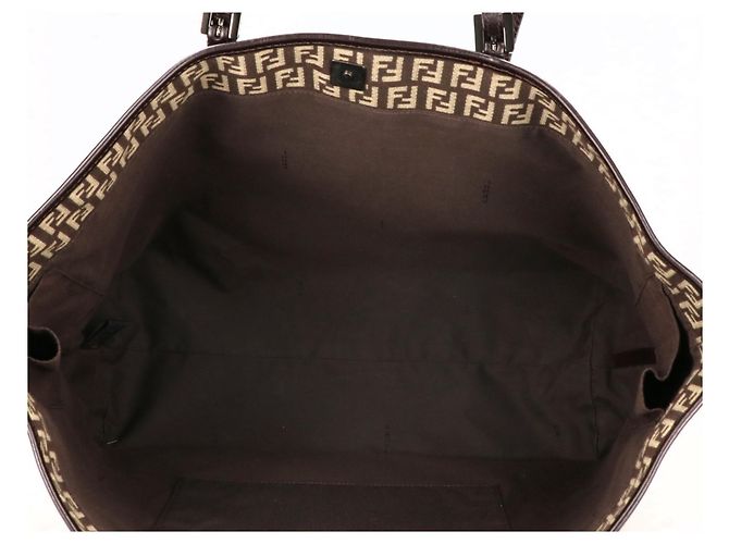 Fendi Zucchino Canvas Tote Bag mit Ledergriffen - Ansicht 7