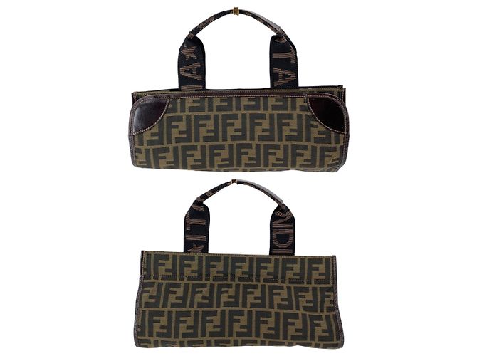 Fendi Borsa Tote Pieghevole Vintage Brown Zucca Canvas Handbag - vista 7