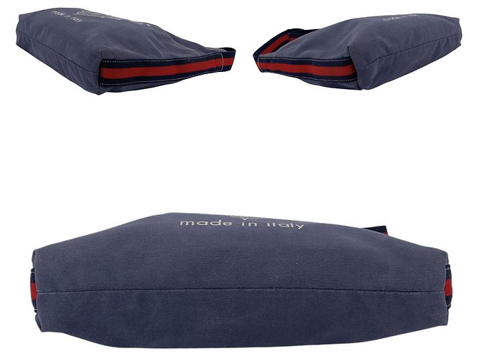 Gucci Borsa a tracolla in tela blu con logo Crest e tracolla webbing - vista 4