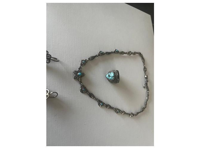 Autre Marque Set di gioielli orientali in argento e turchese Faten El Ruby - vista 7