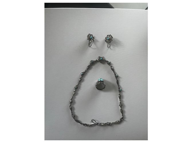 Autre Marque Set di gioielli orientali in argento e turchese Faten El Ruby - vista 8