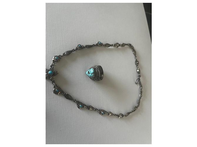 Autre Marque Set di gioielli orientali in argento e turchese Faten El Ruby - vista 9