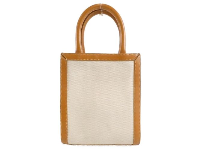 Céline Celine Mini Vertical Cabas Bolsa em lona de algodão e couro de bezerro - vista 2