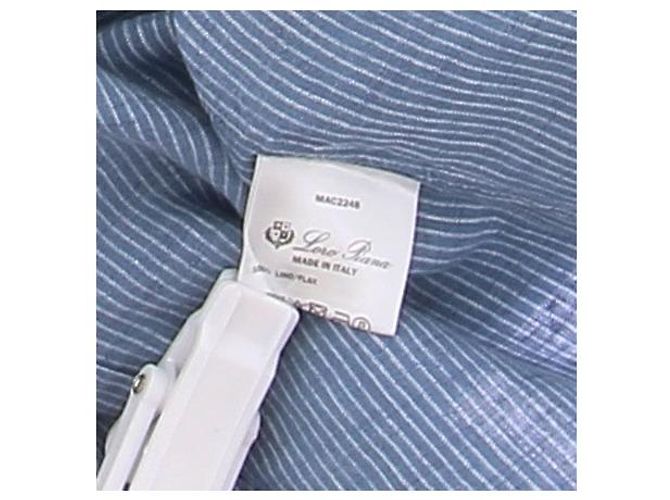 Camicia Loro Piana in lino blu - vista 6