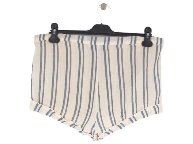 Autre Marque Pantaloncini in cotone a righe bianche e blu - vista 2